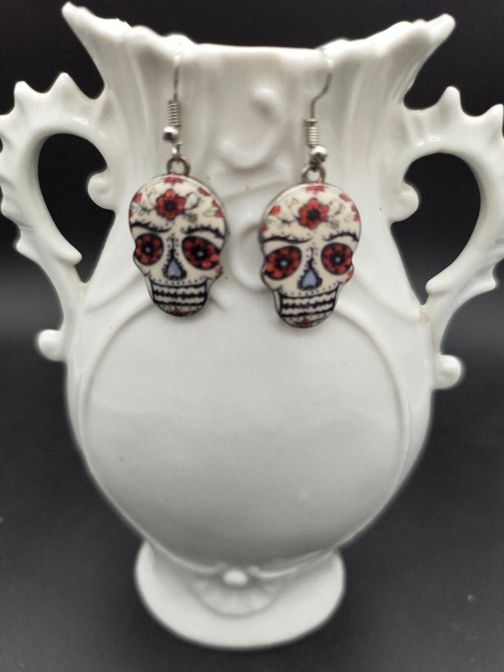 Sugar Skull Statement Earrings – Colourful Día de los Muertos Art Jewelry